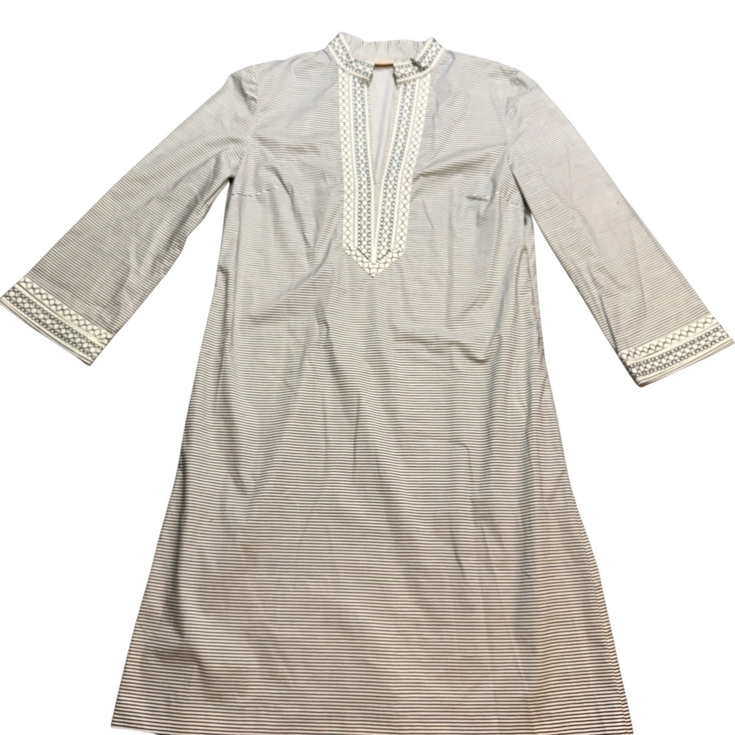 Tory Burch Women’s Tunic Dress Gray White Embroidered Boho Style Size 4