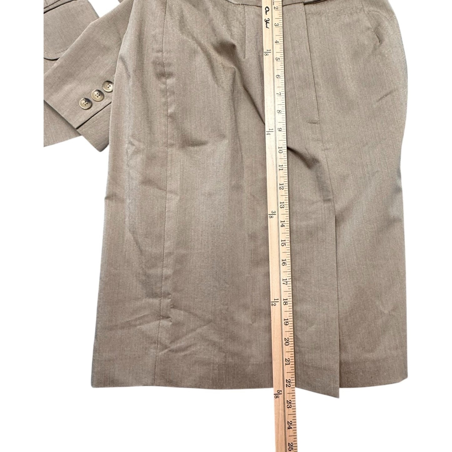 Anne Klein Y2K Beige Blazer Pencil Skirt Suit Set Women’s 2P New