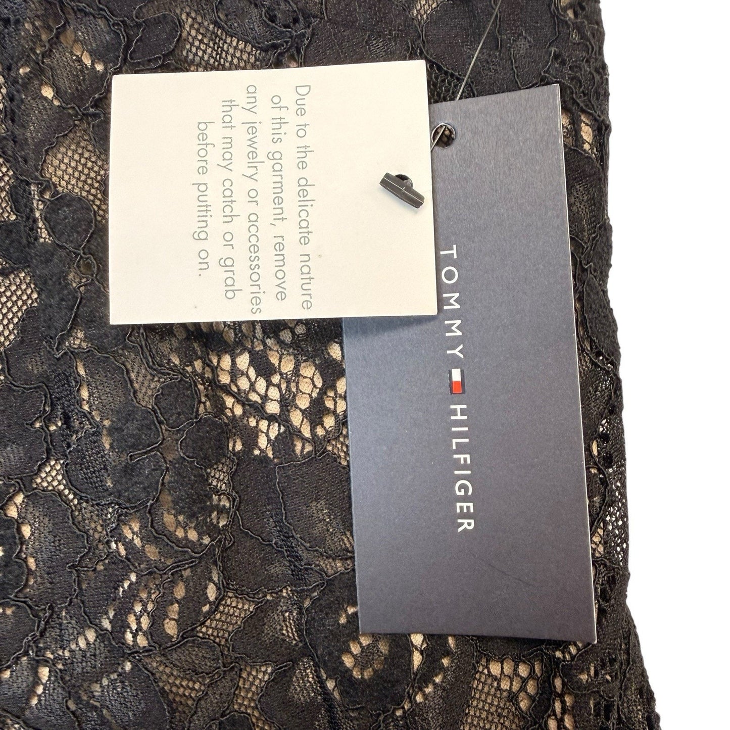 Tommy Hilfiger Black Lace Dress Size 8 Sheath Sleeveless Nude Lined NWT Women's