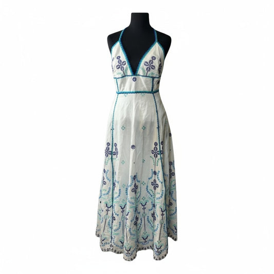 NWT Charo Ruiz Jodie Long Dress Blue Lolita L Open Back Embroidered Maxi $780 Women's