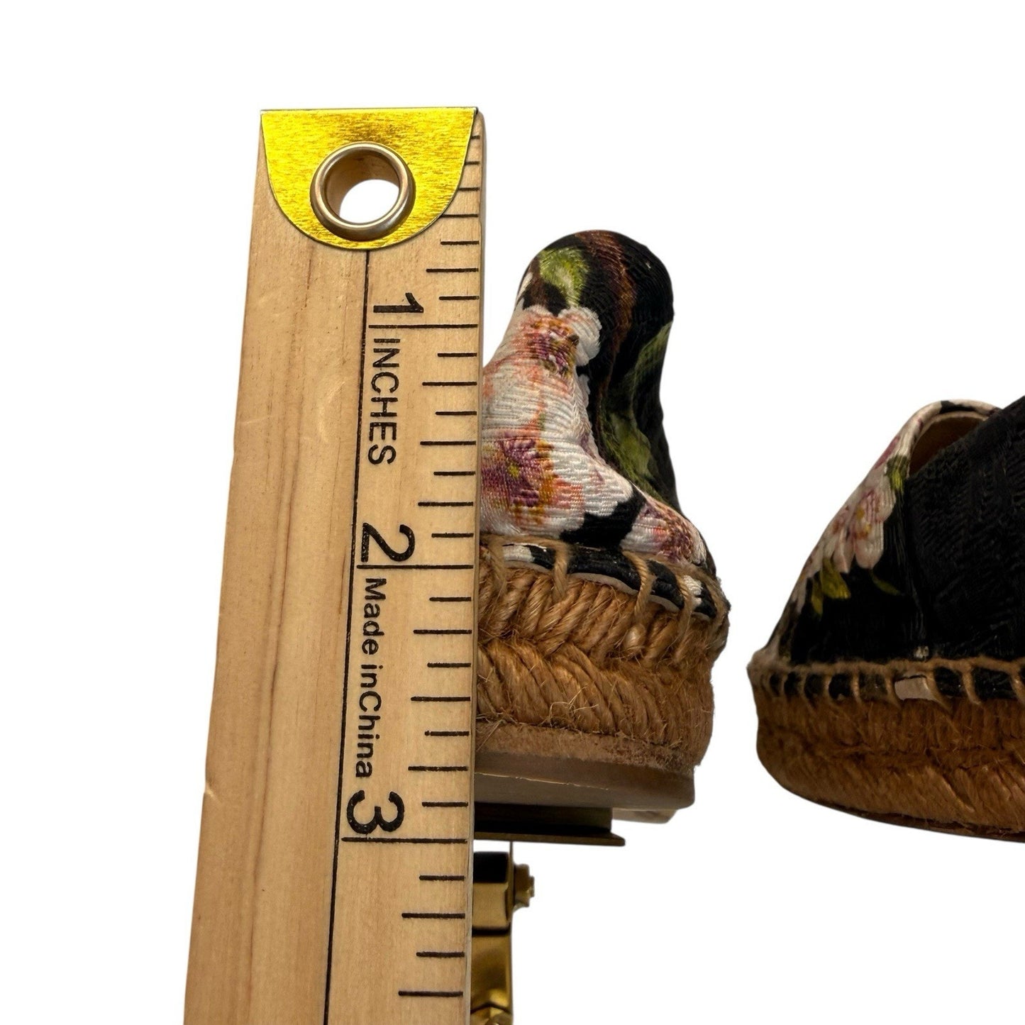 Dolce & Gabbana Floral Espadrille Flats/Shoes Black Canvas Leather Sole Women’s 6