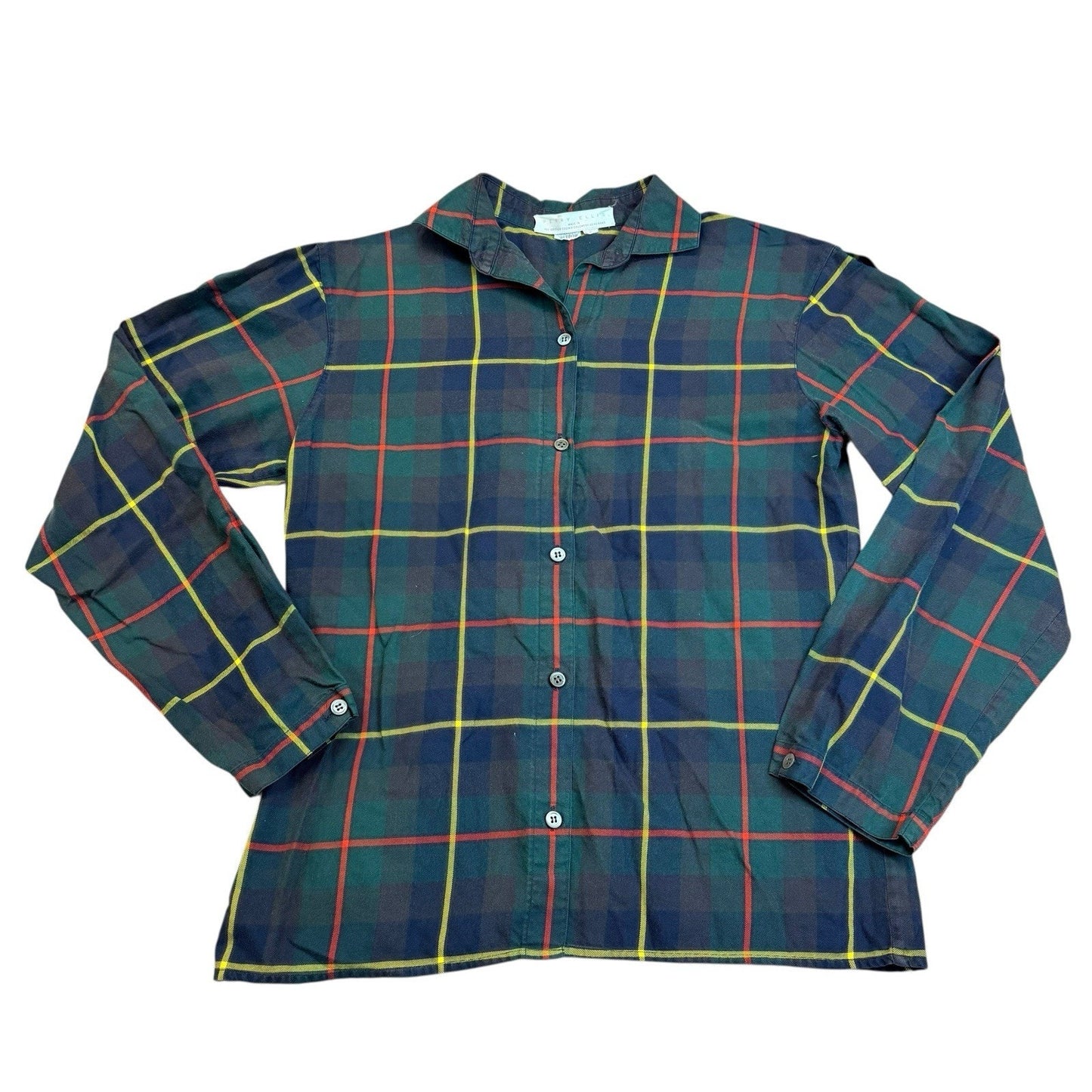 Vintage Perry Ellis Plaid Button-Up Women's 6 British Crown Colony Hong Kong