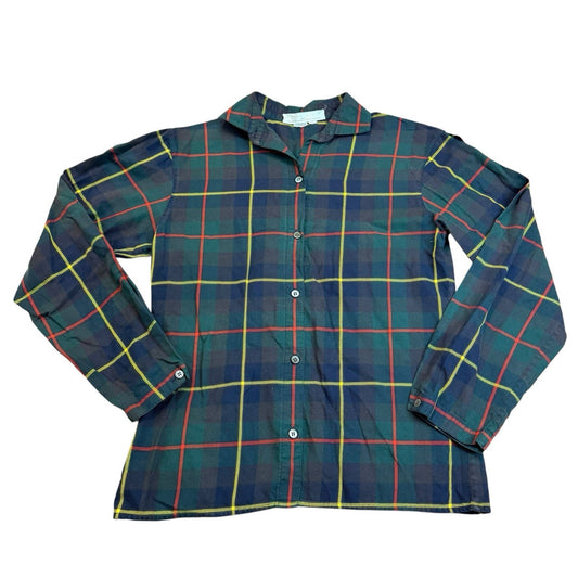 Vintage Perry Ellis Plaid Button-Up Women's 6 British Crown Colony Hong Kong