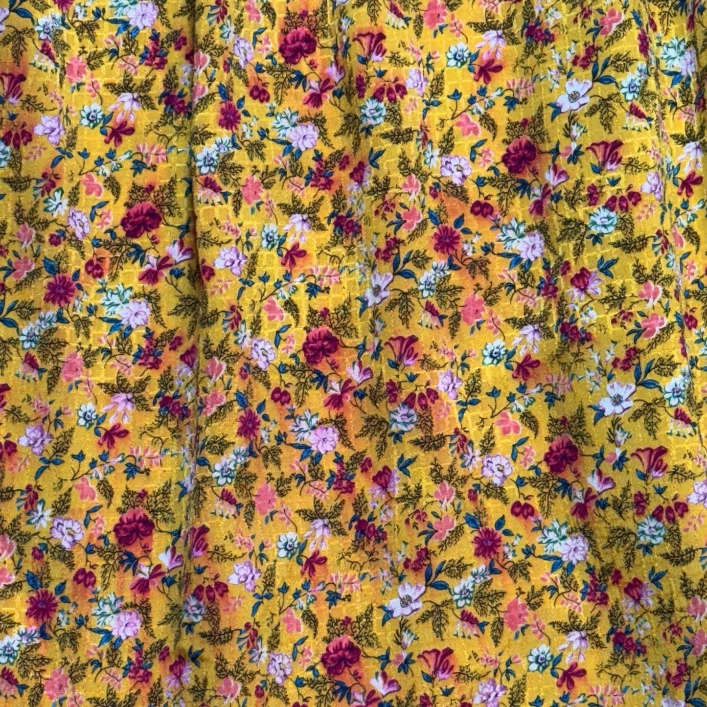 Women's Vintage Emanuel Ungaro Parallele Paris Yellow Floral Ruffle Neck Dress Small Fra