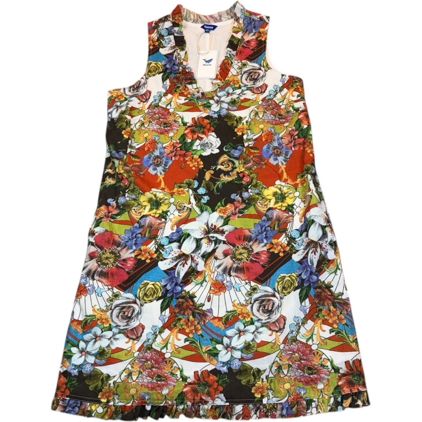 NEW Yiume Women's Size XS Floral Pattern A-Line Sleveless Summer Dress W Pockets