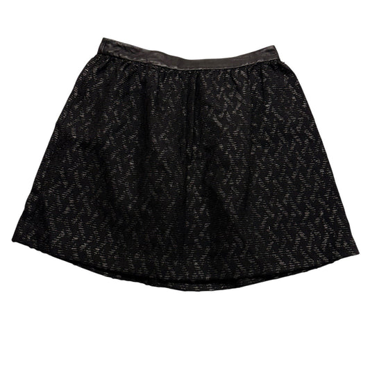 Alice + Olivia Black Woven Mini Skirt Leather Trim Women's Size 4