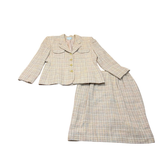 Vintage Saville Tweed Plaid Skirt Suit/Set Women's Size 16 Tailored Blazer Midi Skirt