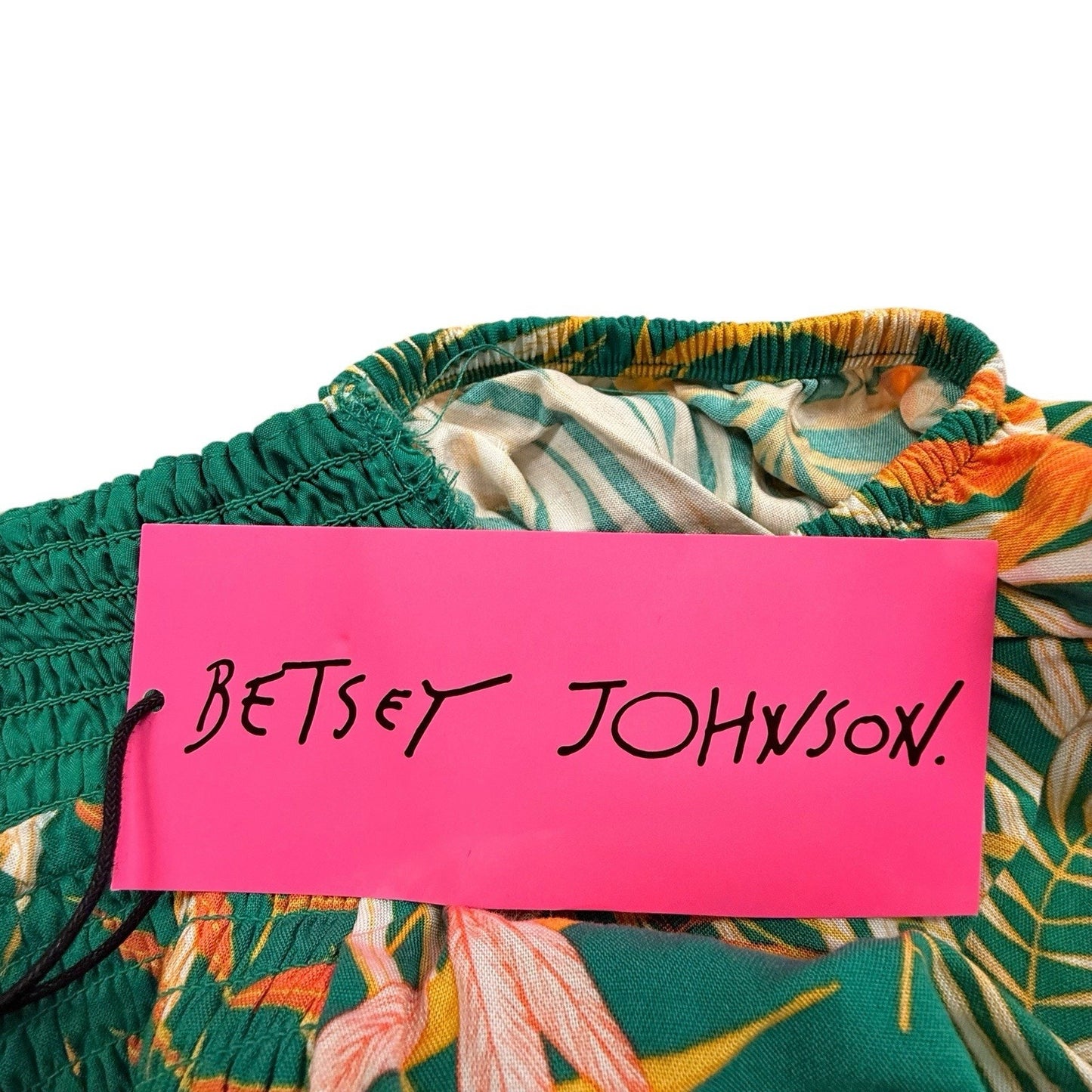 Betsey Johnson Tropical Palm Maxi Dress Smocked Size M Women's