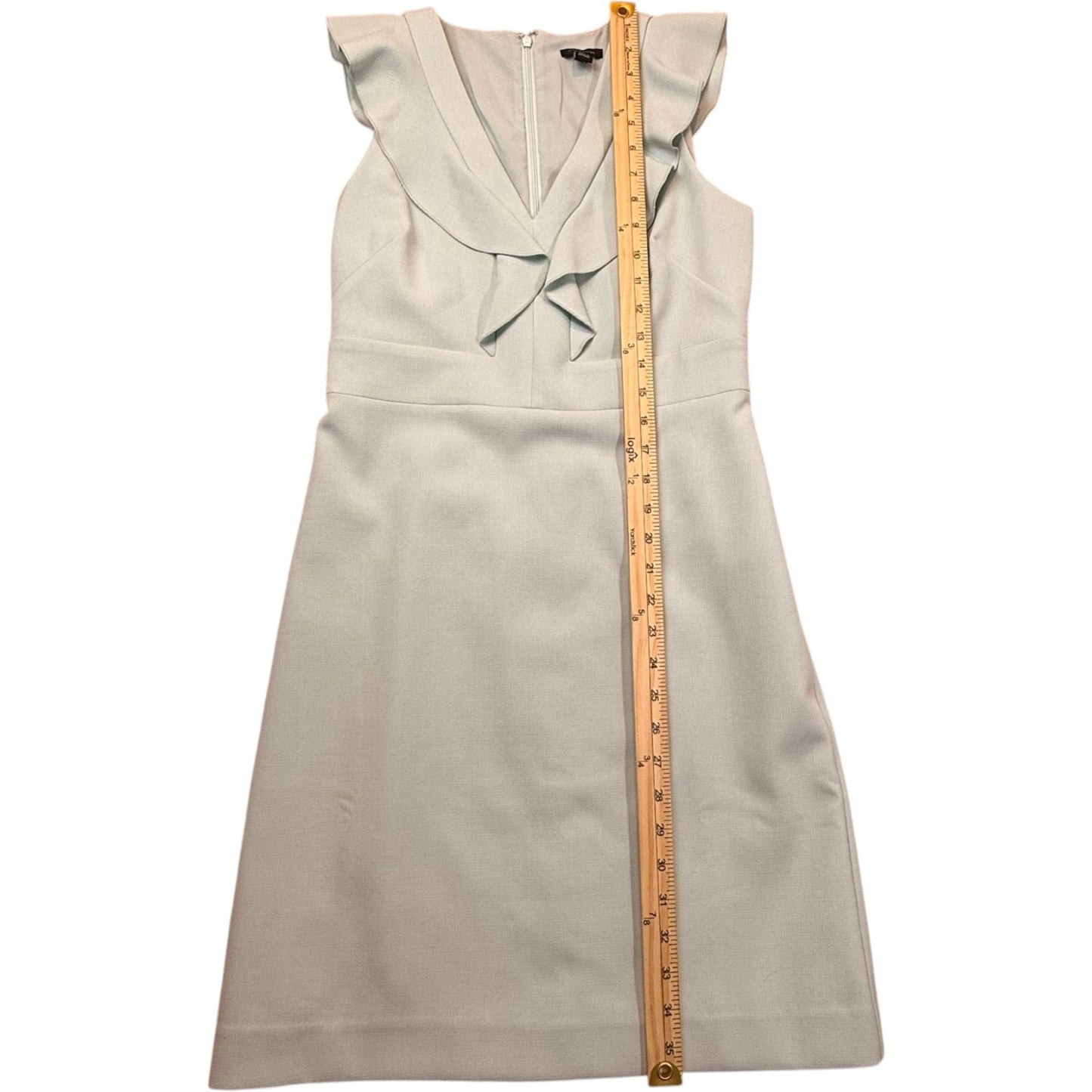 NWT Ann Taylor Women’s 0 Sage Ruffle Neck Sleeveless Sheath Dress Career Work