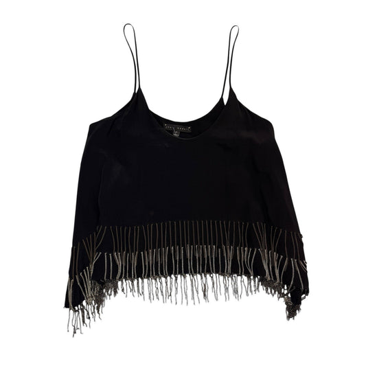 Sherl Bodell 100% Silk Chain Fringe Camisole Black M Women's Blouse