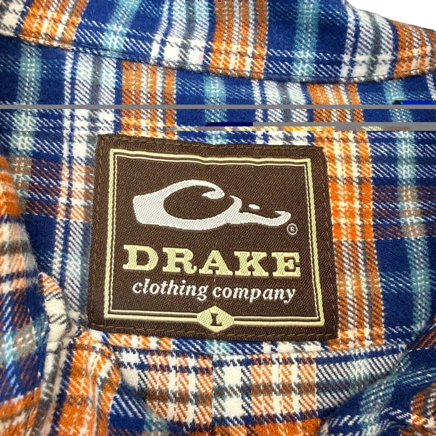 Drake Waterfowl Men’s Flannel Shirt NWT Plaid Blue Orange Medium Large Button Down