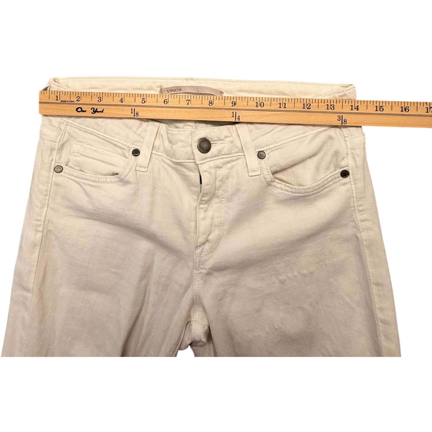 Vince Women's Skinny Jeans Size 28 Cream Ivory Stretch Denim Ankle Zip