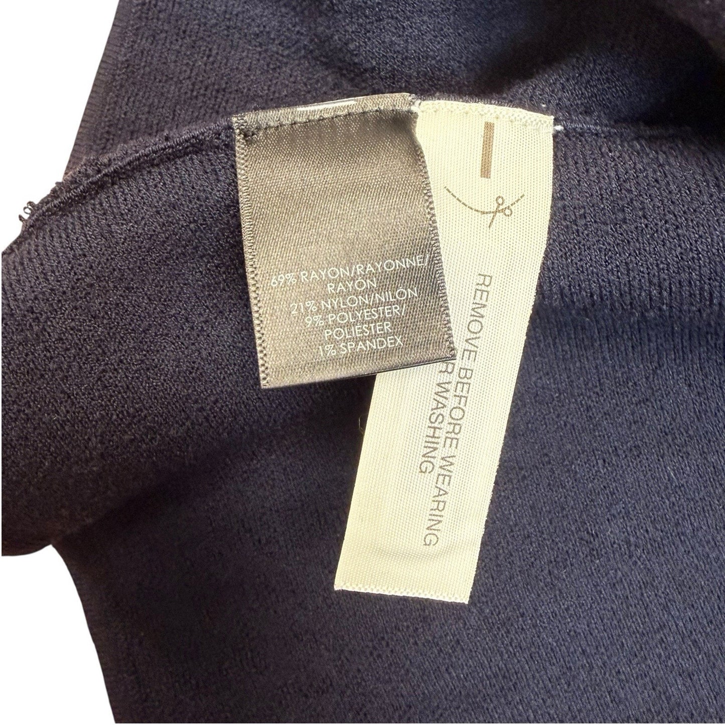 Ann Taylor Navy Knit Peplum Top & Skirt Set Women’s Size L Textured