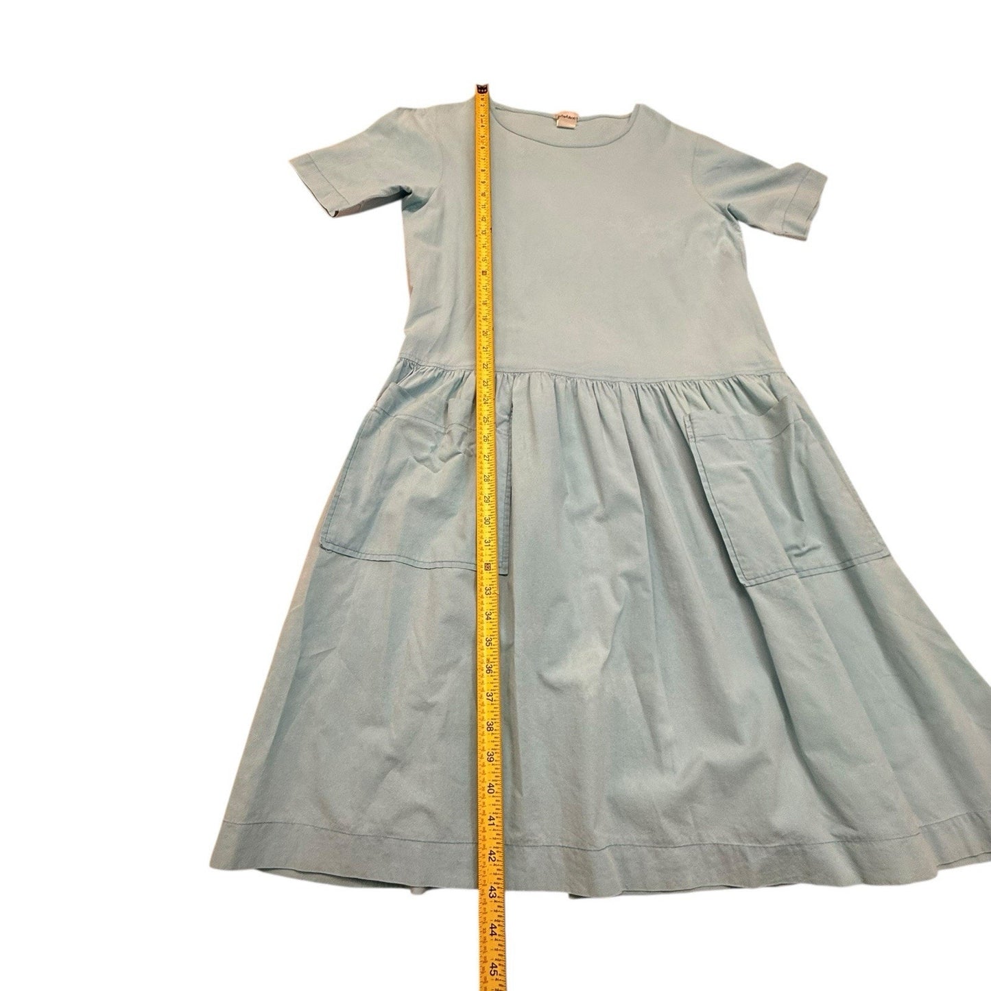 Vintage 1960s Neiman Marcus Blue Short Sleeve Cotton Day Dress Small Women's
