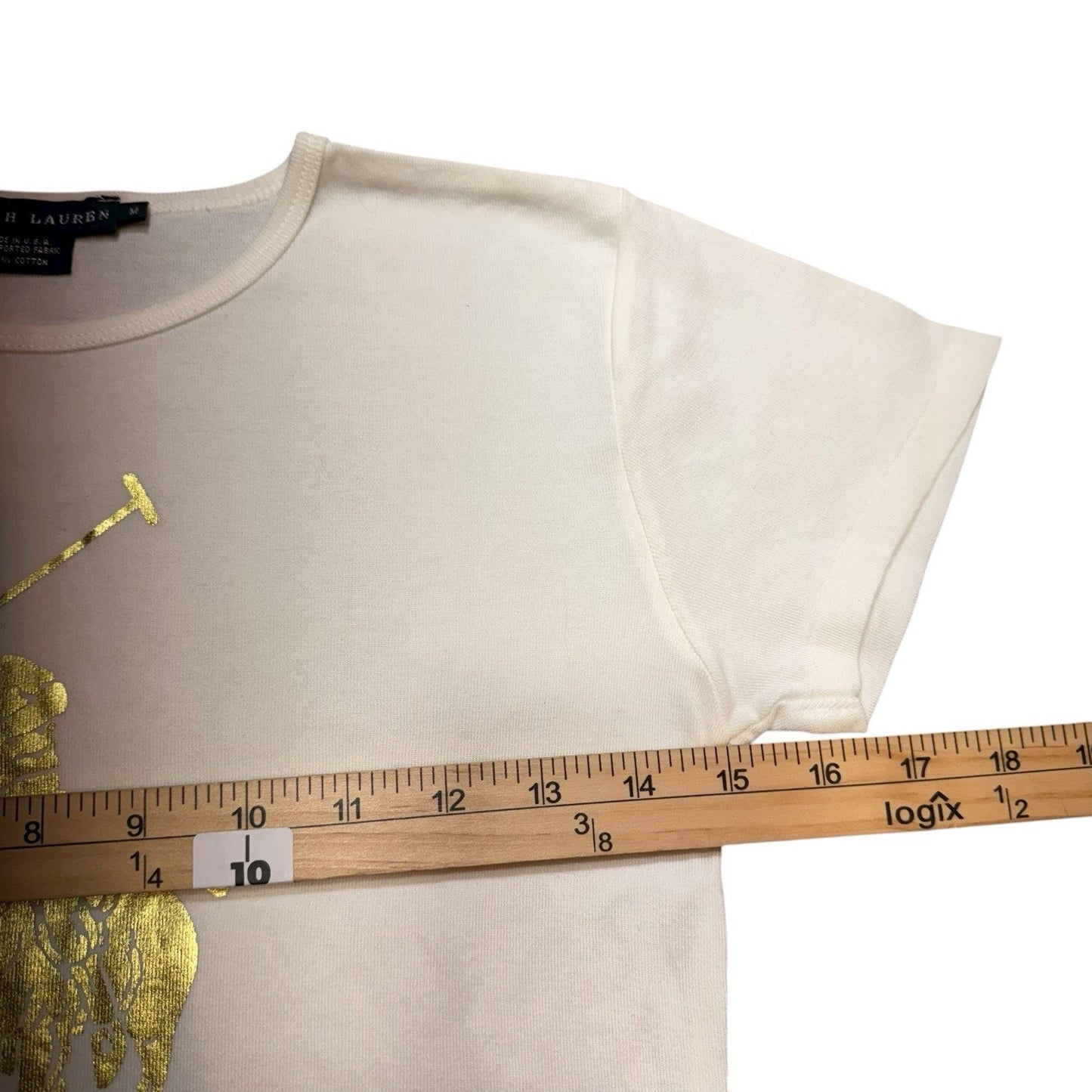 Vintage Y2K Ralph Lauren Big Pony T-Shirt Women’s M White Yellow Pony USA Cotton