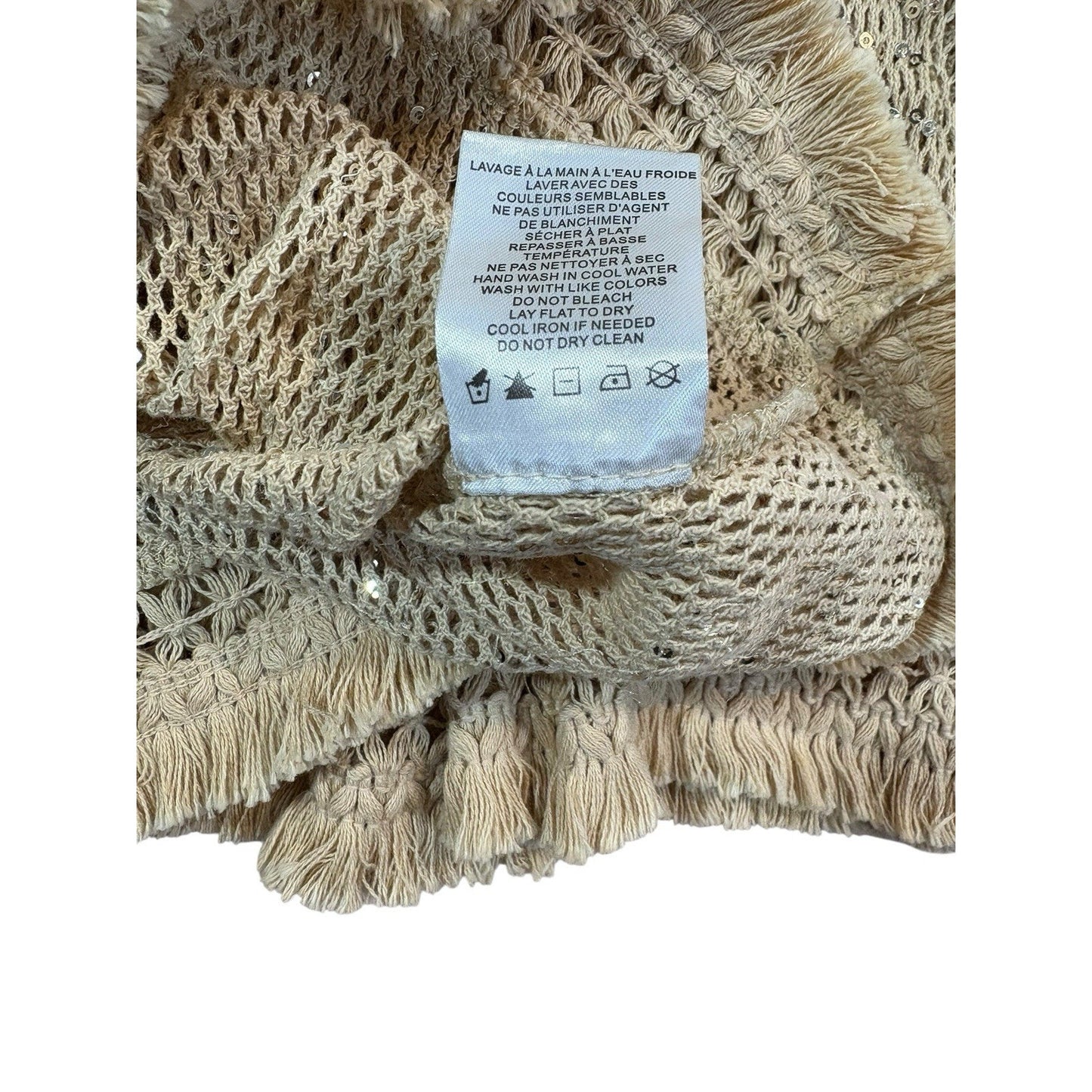 NWT Women’s House of Harlow 1960 Sequin Crochet Tunic Gold Metallic Knit Large Blouse