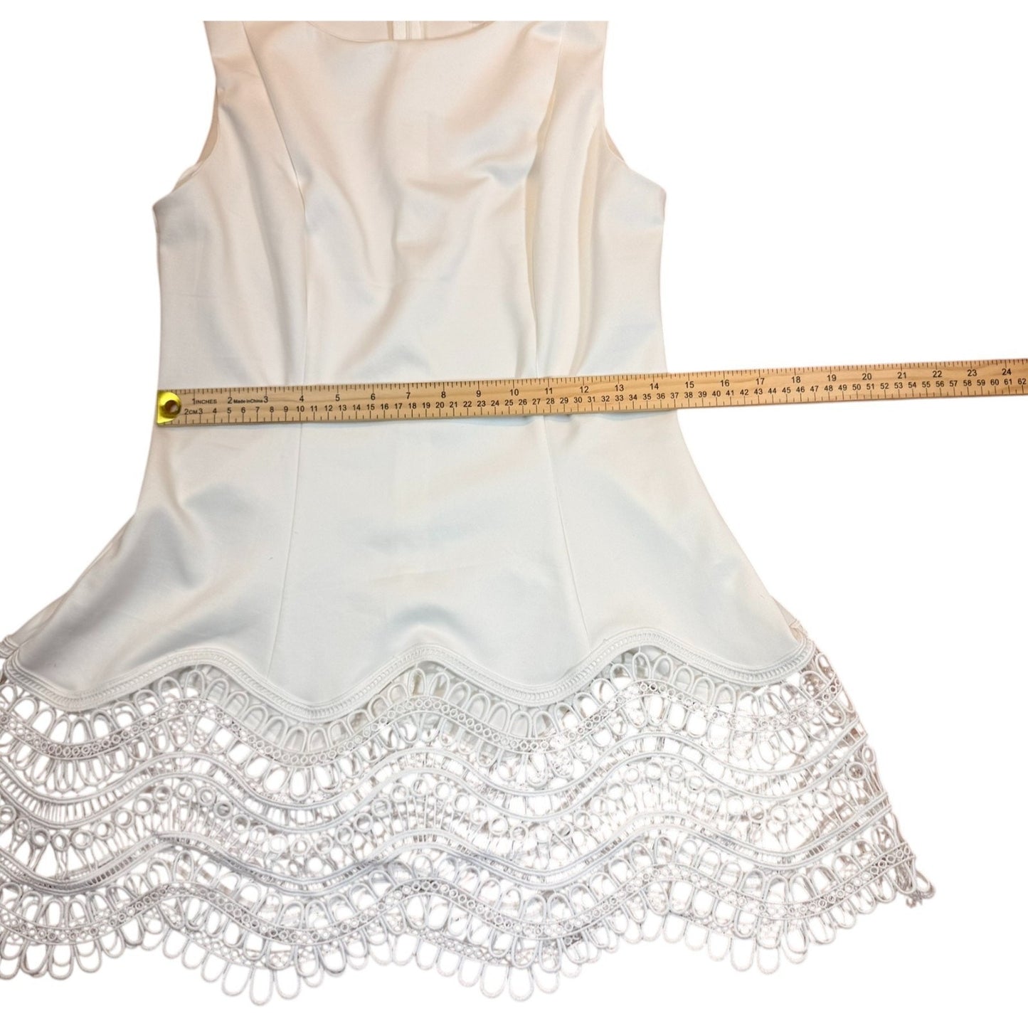 CQ by CQ Women's Size Small White Sleeveless Lace-Trimmed Fit & Flare Tunic Dress