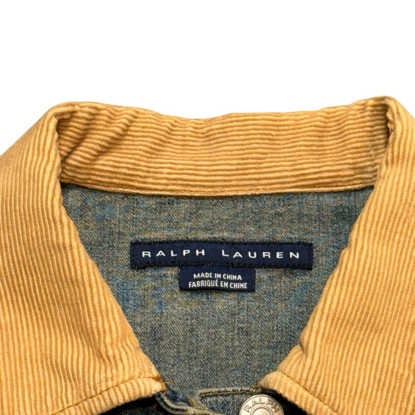 Men's Polo Ralph Lauren Blue Jean Denim Flag Jackets Size M Corduroy Collar USA