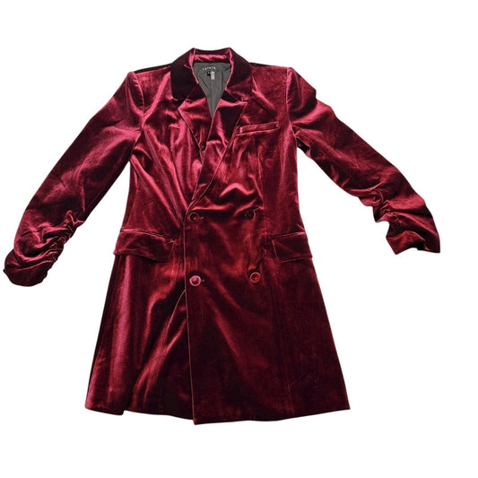 NWT 1.STATE Velvet Blazer Mini Dress Women’s Size 8 Burgundy Double Breasted