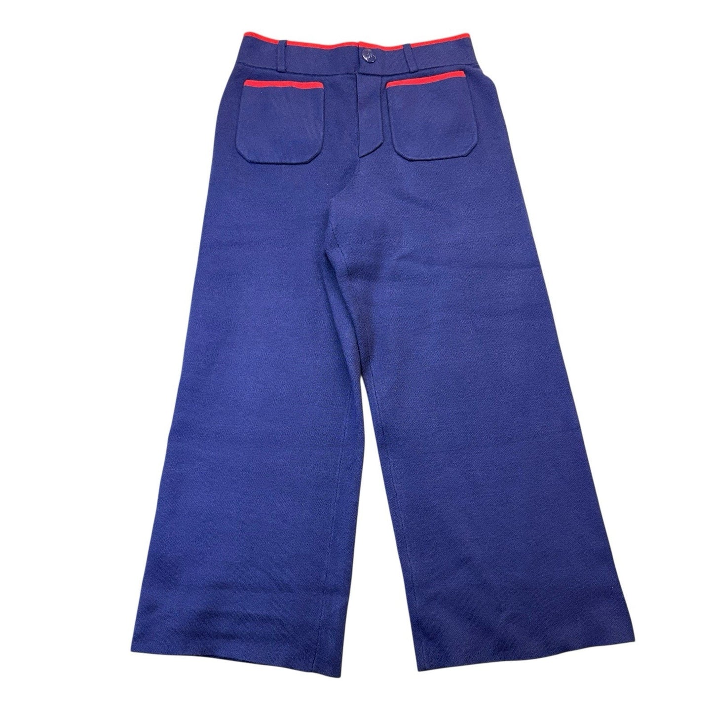 Maeve Anthropologie Blue Wide Leg Crop Pants Contrast Trim S NWT Women's