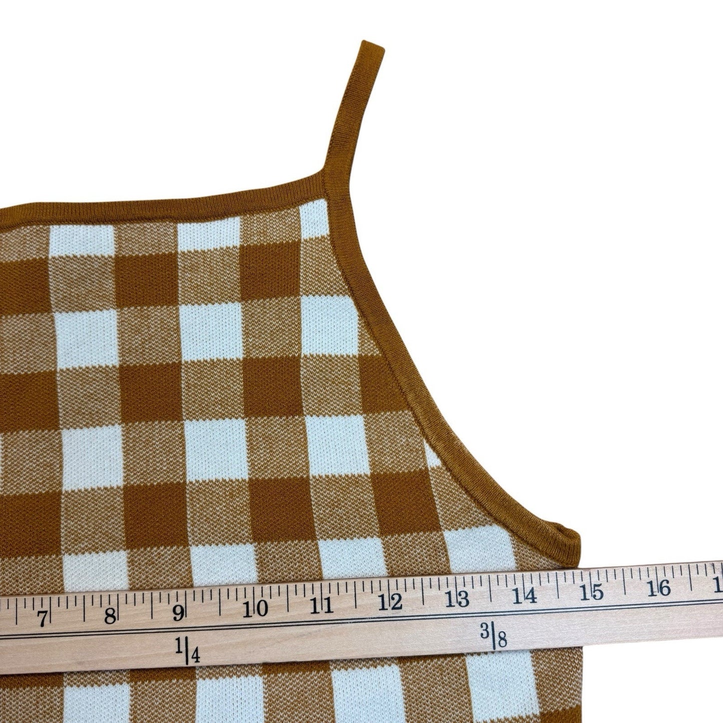 Madewell Gingham Knit Tank Top Women's S Brown White Cami NWT Blouse