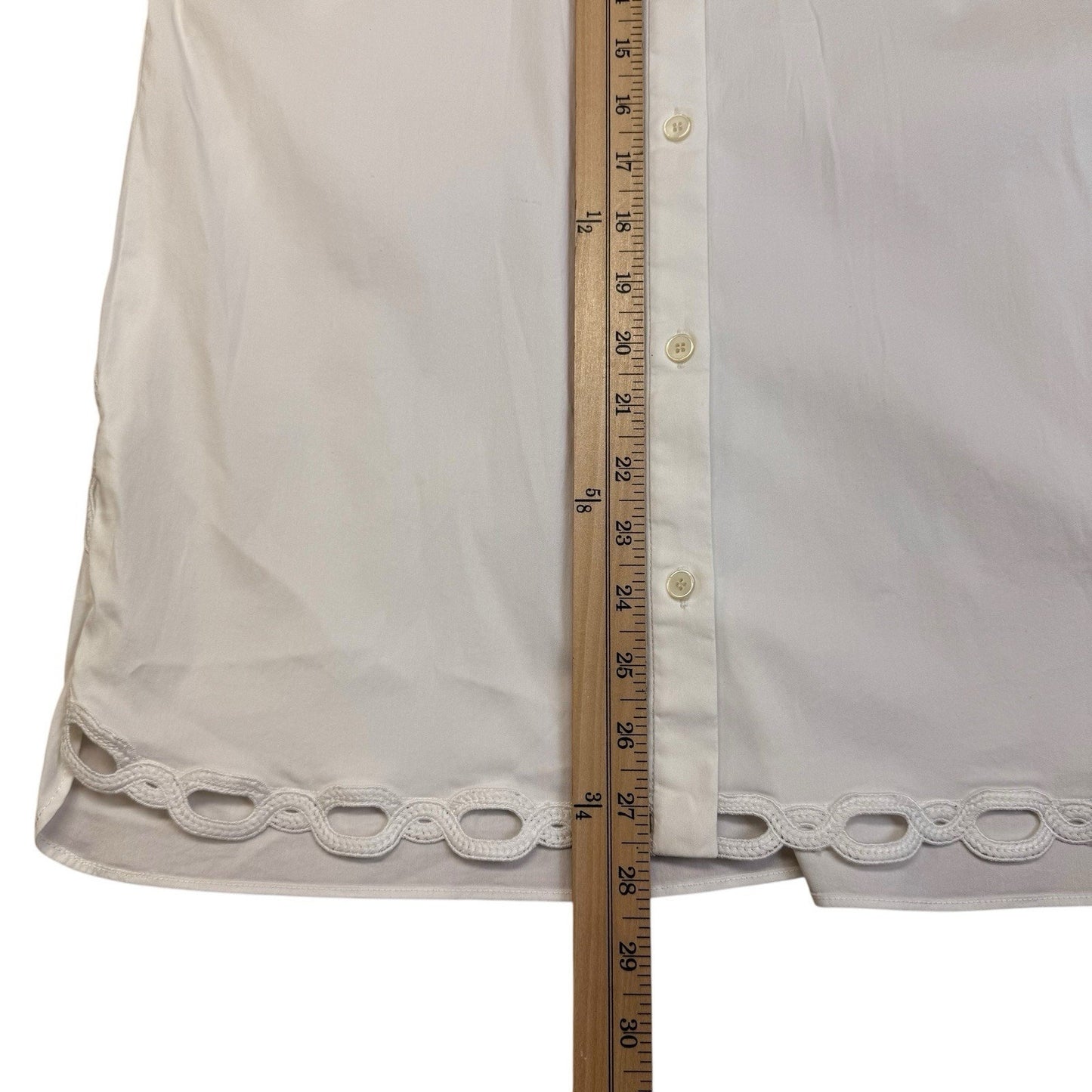 Vintage Per Se Y2K White Button Front Blouse Women’s Size 4 Scallop Hem