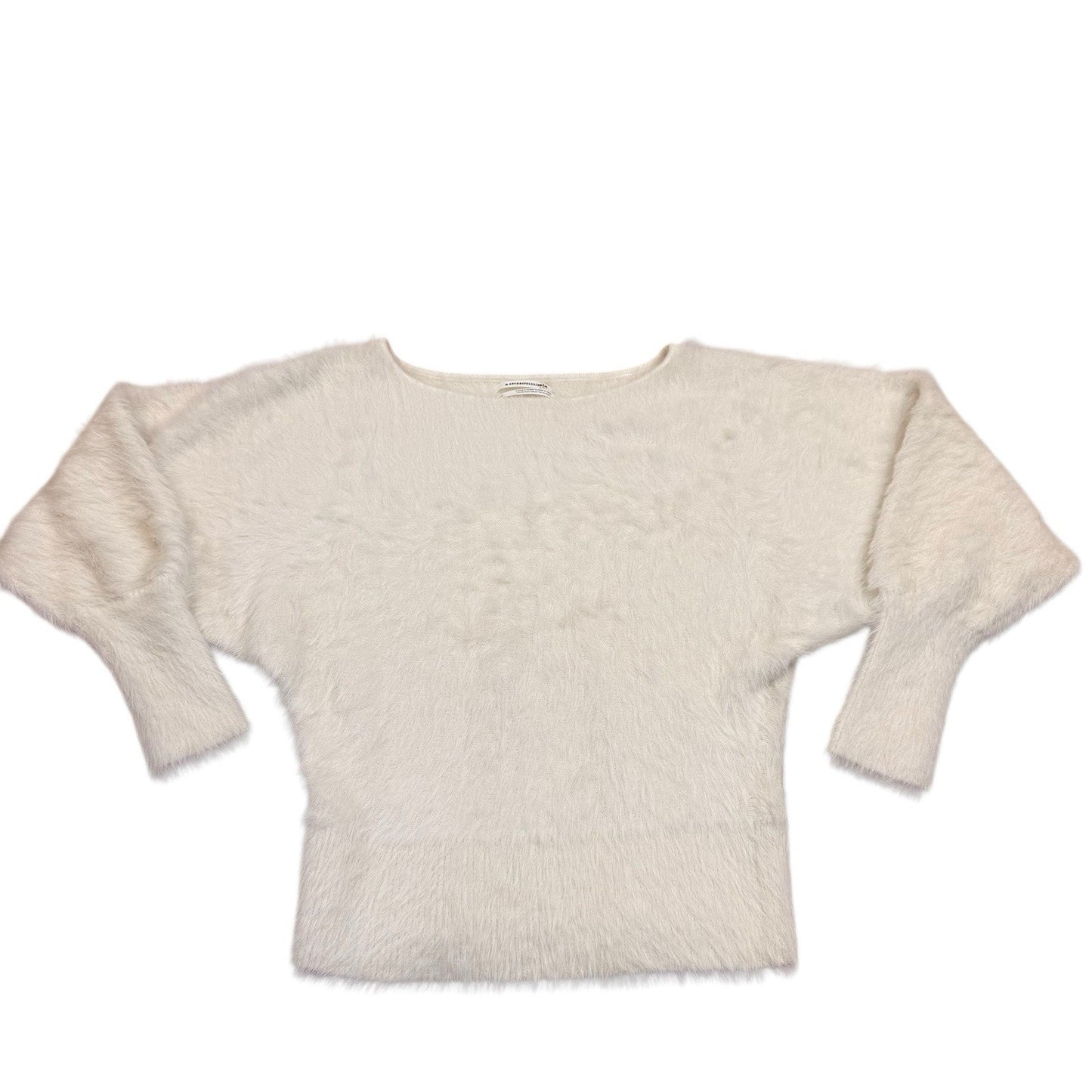 Anthropologie Eyelash Fuzzy Sweater Cream XS Cropped Women's