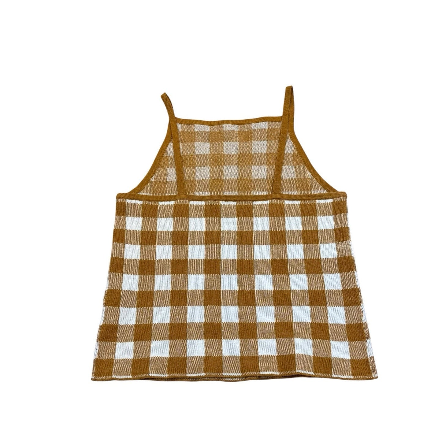 Madewell Gingham Knit Tank Top Women's S Brown White Cami NWT Blouse