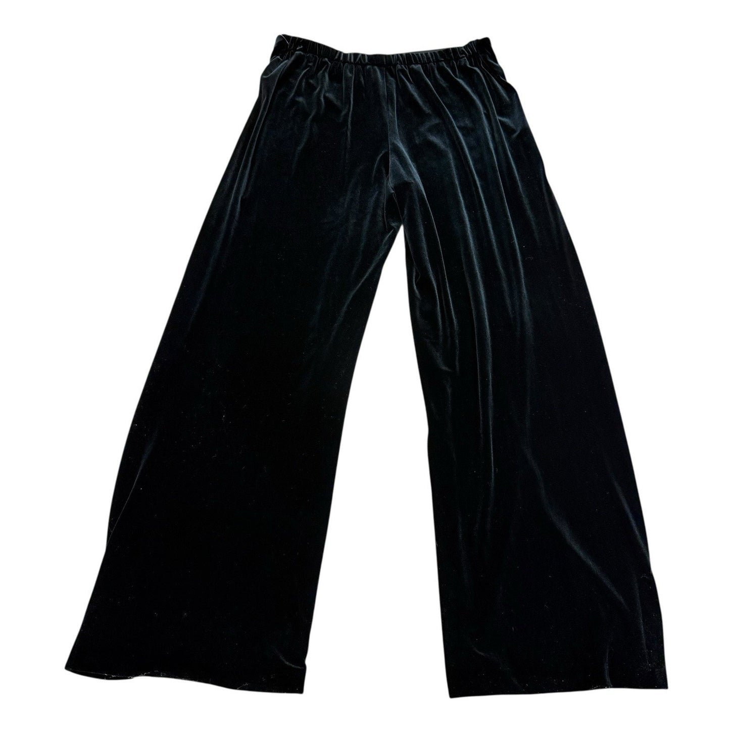 Alex Evenings Black Velvet Pants Women's Size L Wide Leg Dress Pants NWT