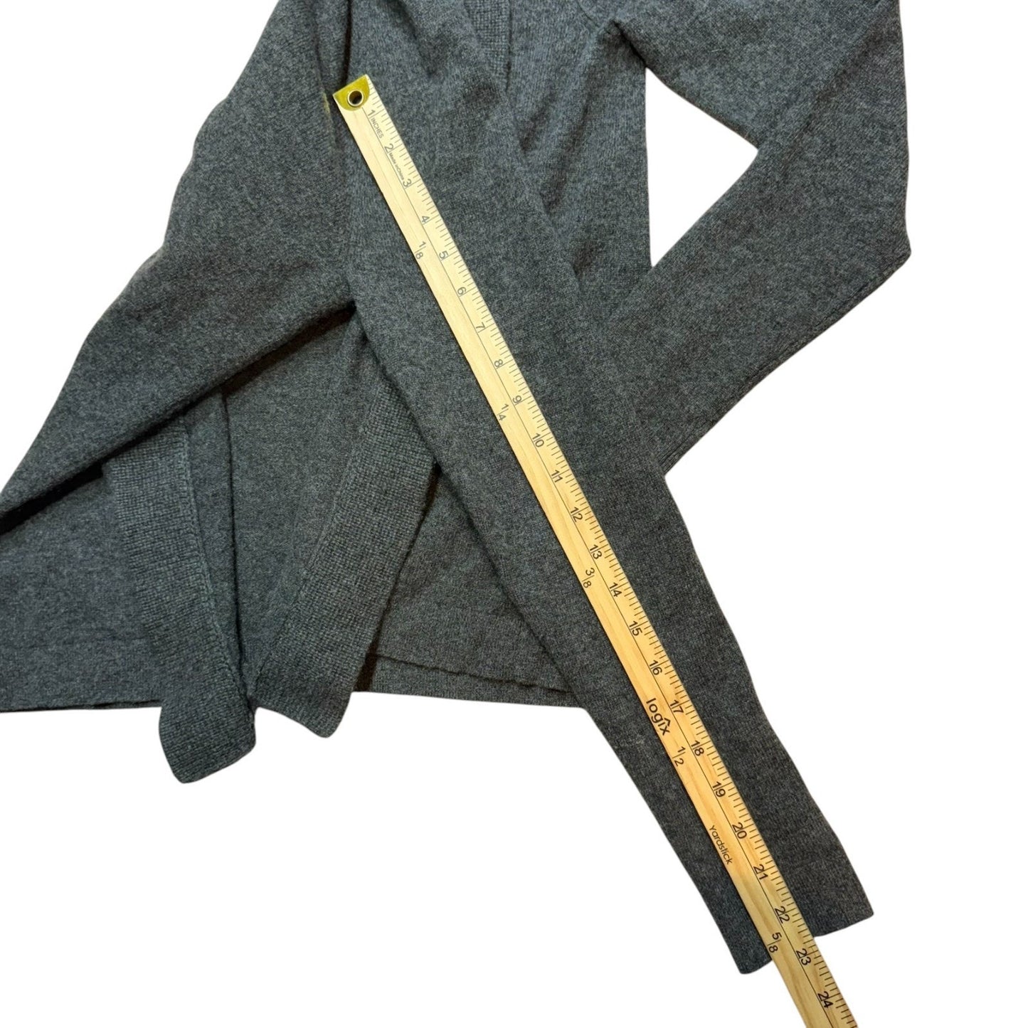 Y2K Carlisle New York 100% Cashmere Gray Open Front Cardigan Size S Women's