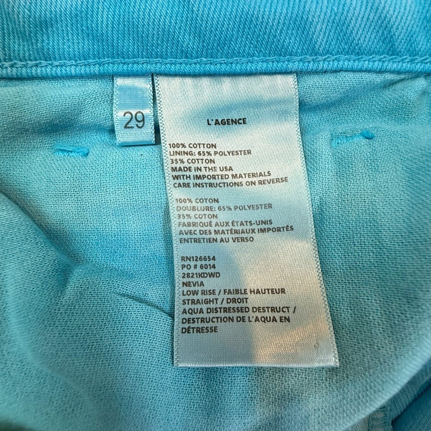 L’AGENCE Nevia Jeans Women’s Size 29 Low Rise Slouchy Slim Straight Blue - New