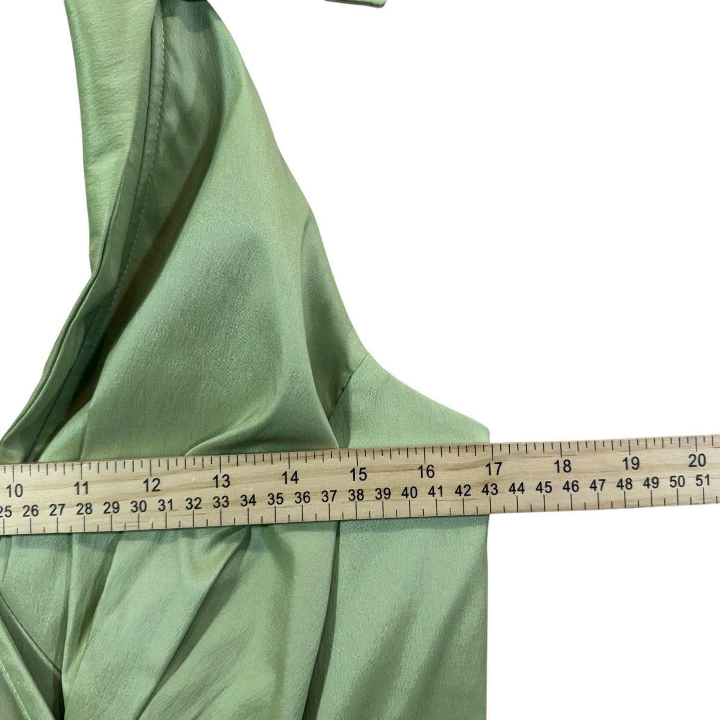 U3 Collection Vintage Sage Green Halter Dress Women’s 12 Satin Bow Made in USA