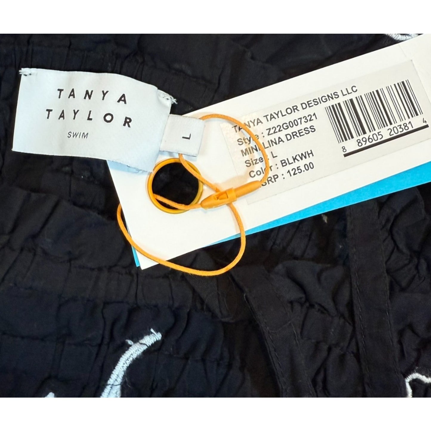 Tanya Taylor Swim Mini Lina Dress Girls L Black WHT Embroidered Lily Cotton NWT Women's