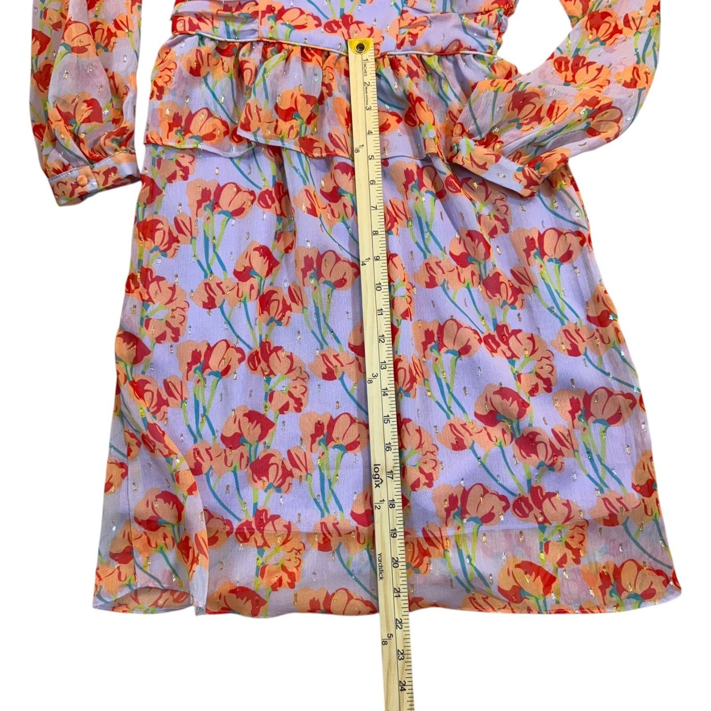 Buru Women's Size XS Floral Tiered Dress Sweetheart Neckline W/Pockets