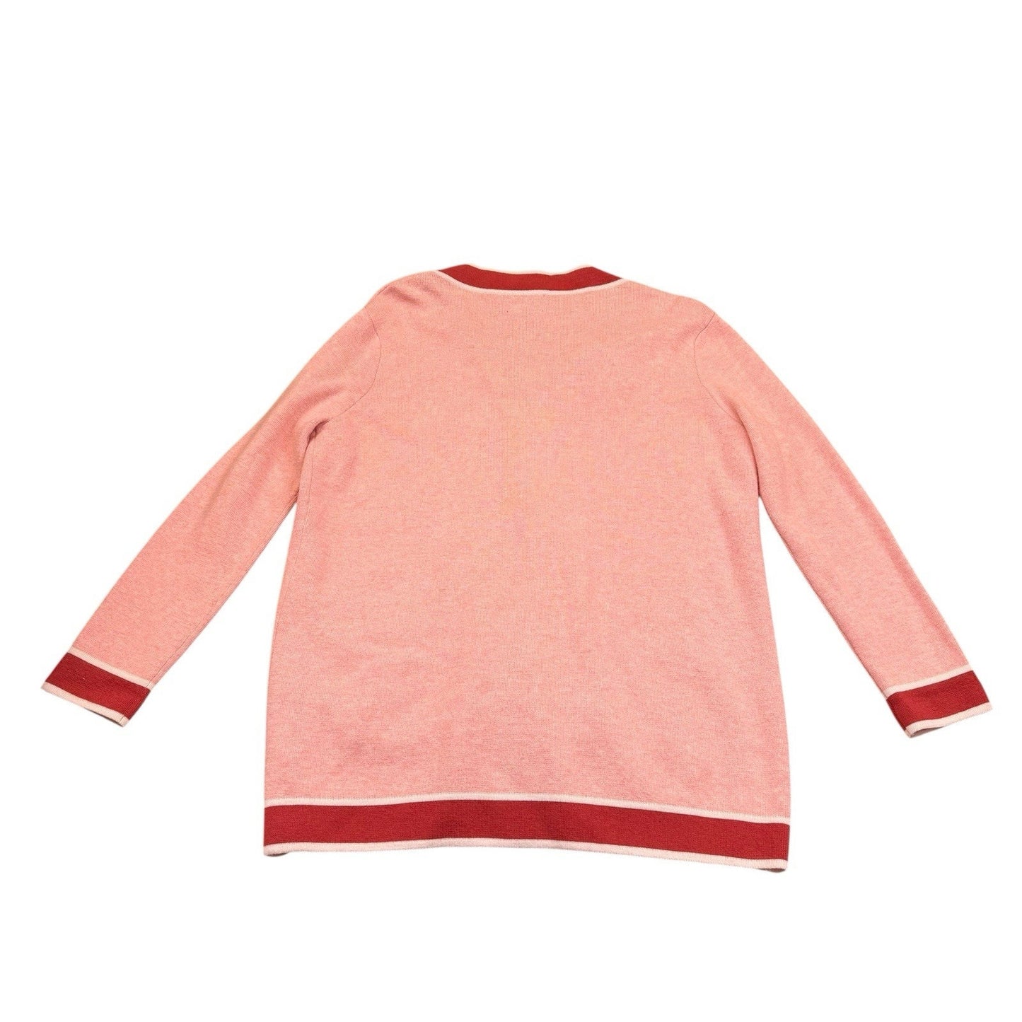 TuckerNuck Cardigan Women's S Pink Red Trim Button Preppy Sweater