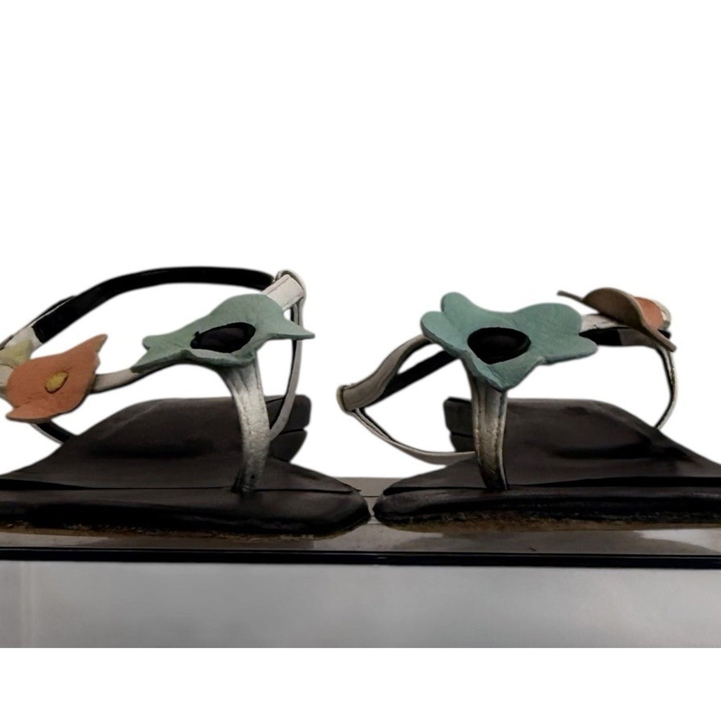 JOHN GALLIANO Black Leather Floral Shoes/Sandals EU 36 US 6 w/ Iconic Newspaper Box Women's