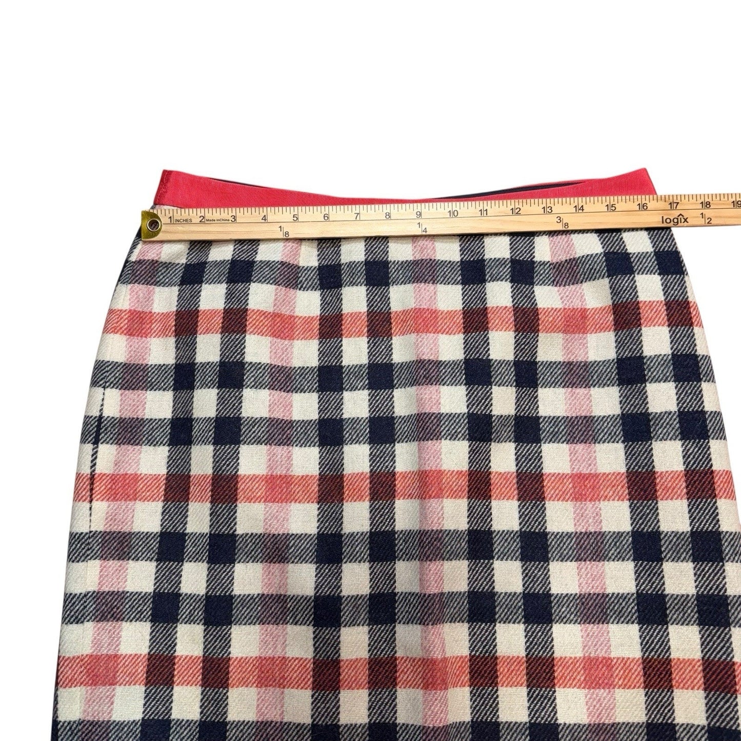 Boden British Mallalieus Tweed Wool Skirt Blue Plaid Women's Pencil Size 10
