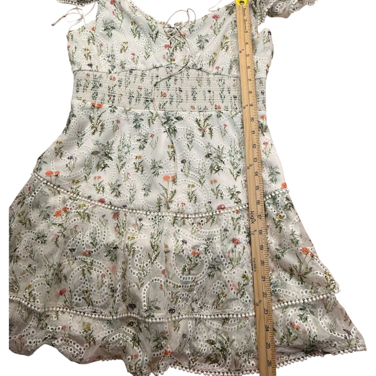 Alice + Olivia Georgia Floral Eyelet Mini Dress White Size 10 NWT Summer $395 Women's