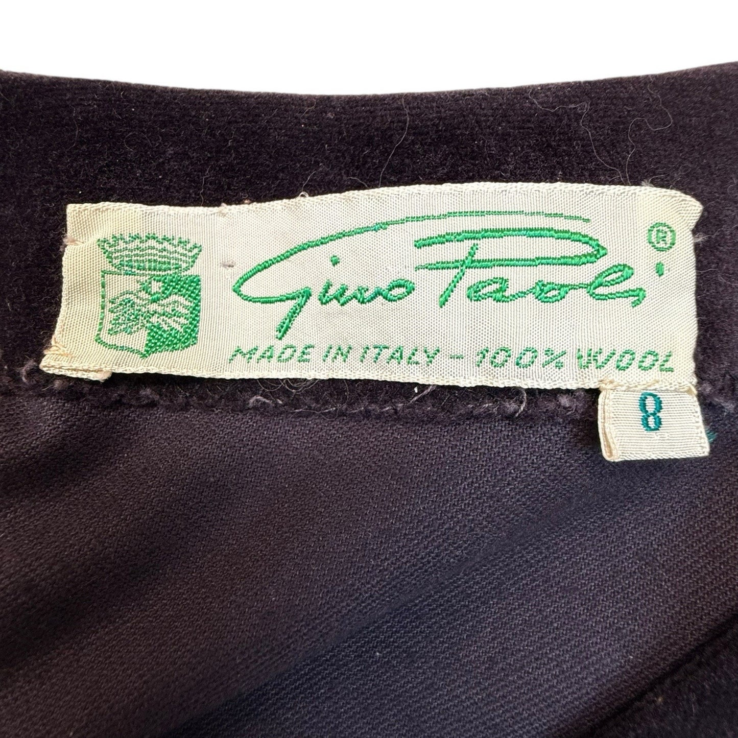Vintage Gino Paoli Black Wool Dress Made in Italy Puff Sleeve Midi 8 Women's