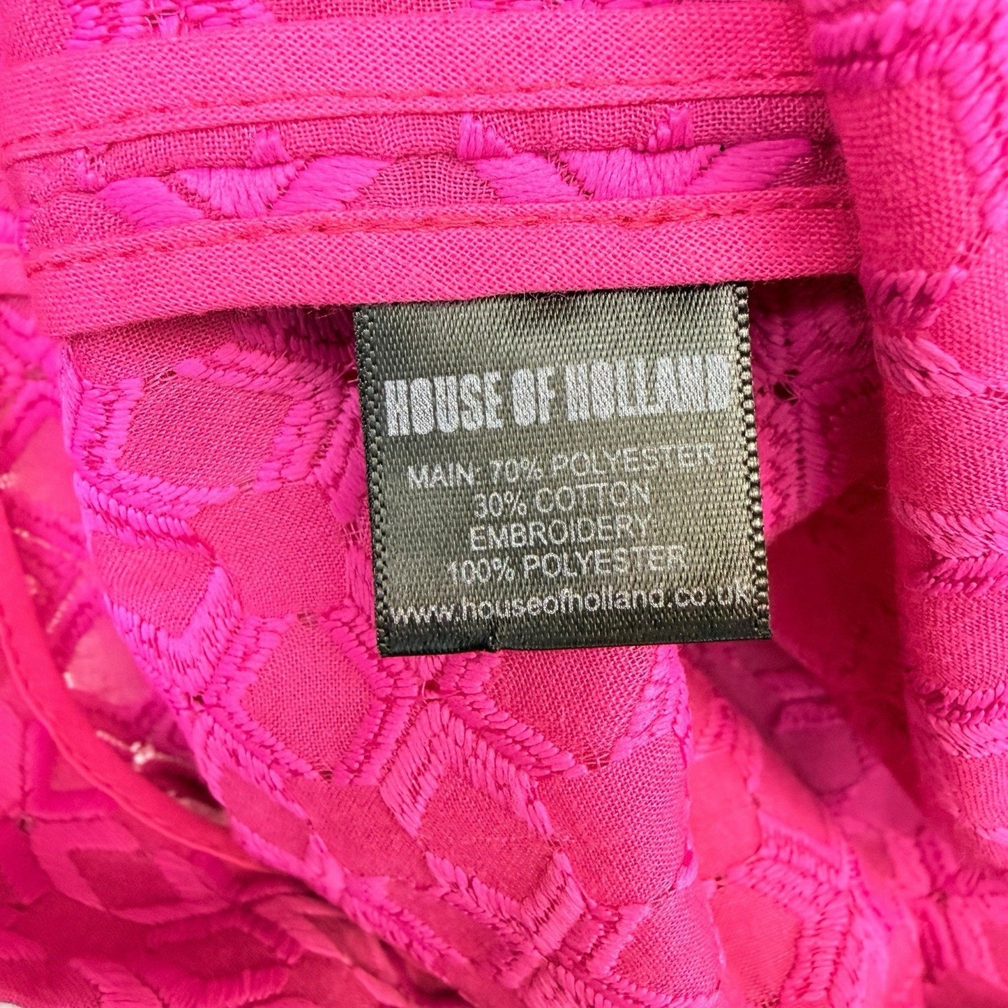 House of Holland Pink Textured Shirt Dress Button Front Size 6 Women's