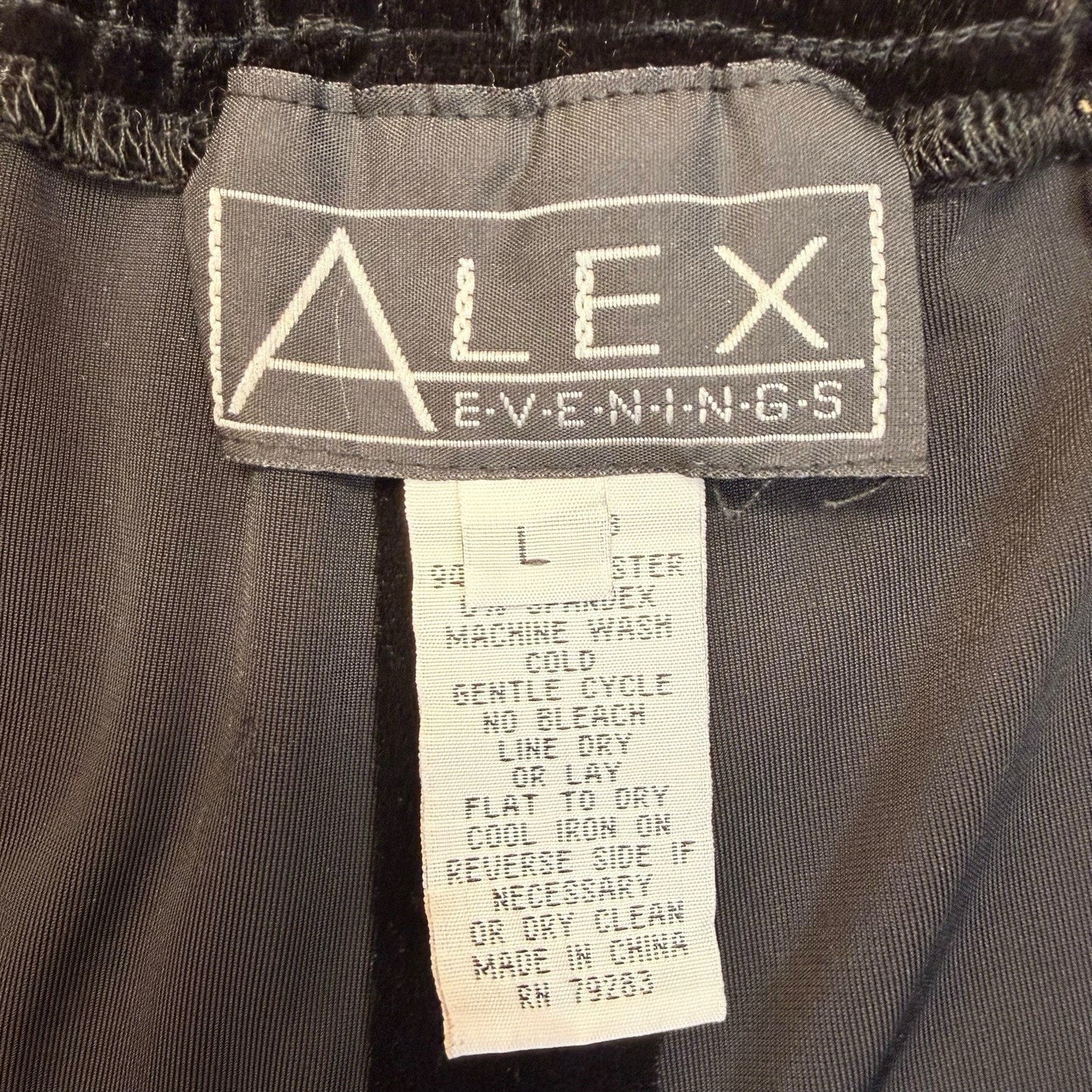 Alex Evenings Black Velvet Pants Women's Size L Wide Leg Dress Pants NWT