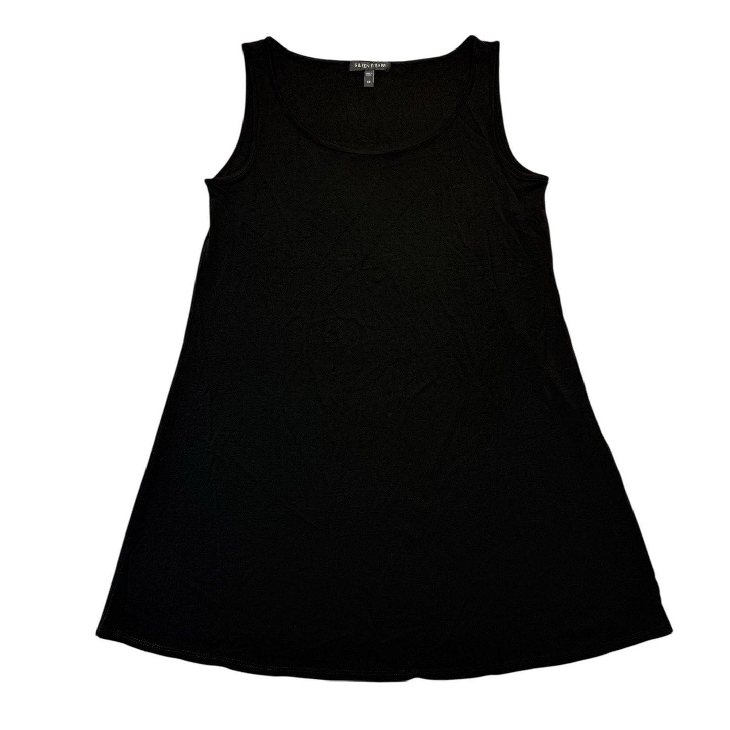 Eileen Fisher Black Organic Linen Sleeveless Swing Tunic Dress XS Women's