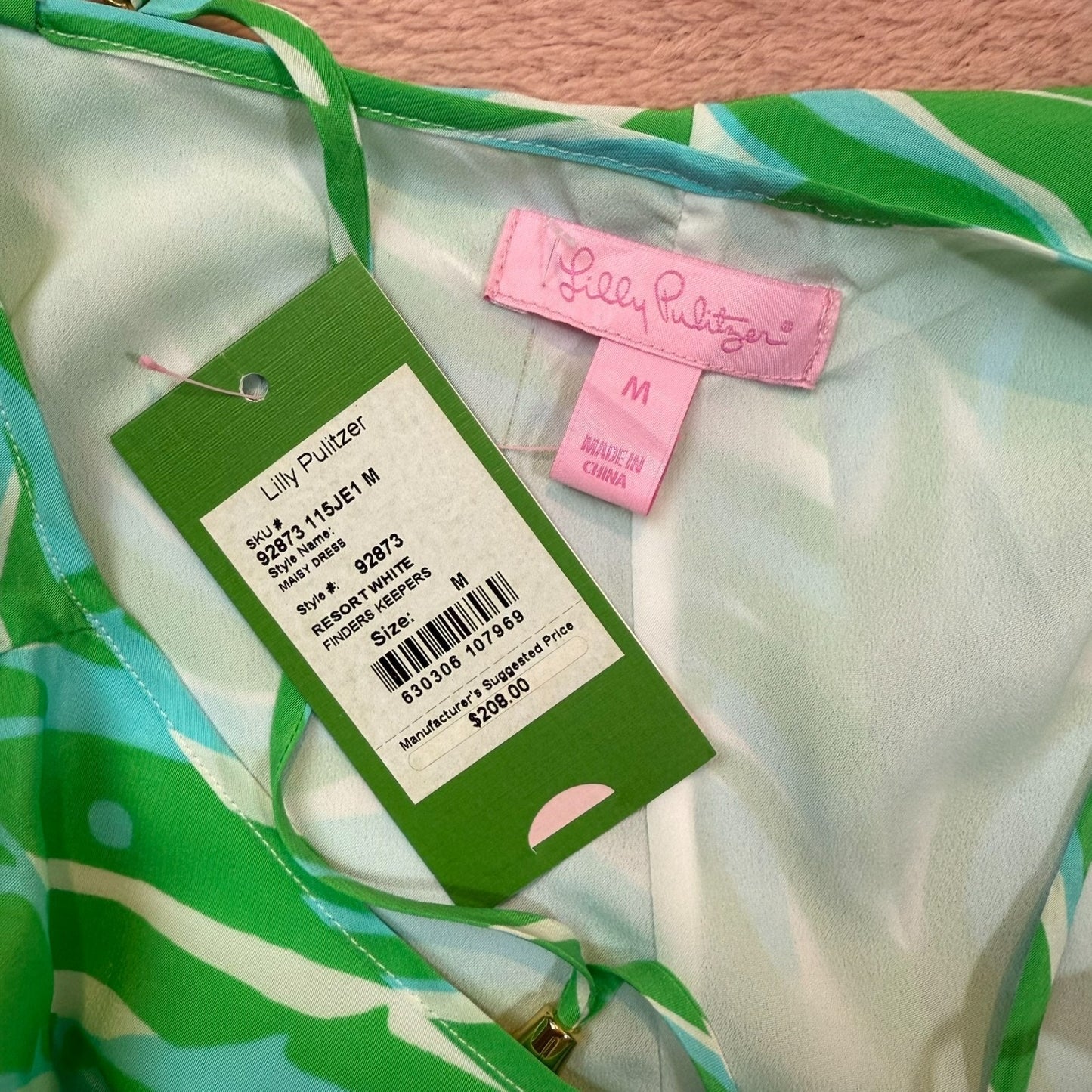NEW Lilly Pulitzer Green Sleeveless Abstract Waves Patter Maisy Dress MSRP $209 Women's