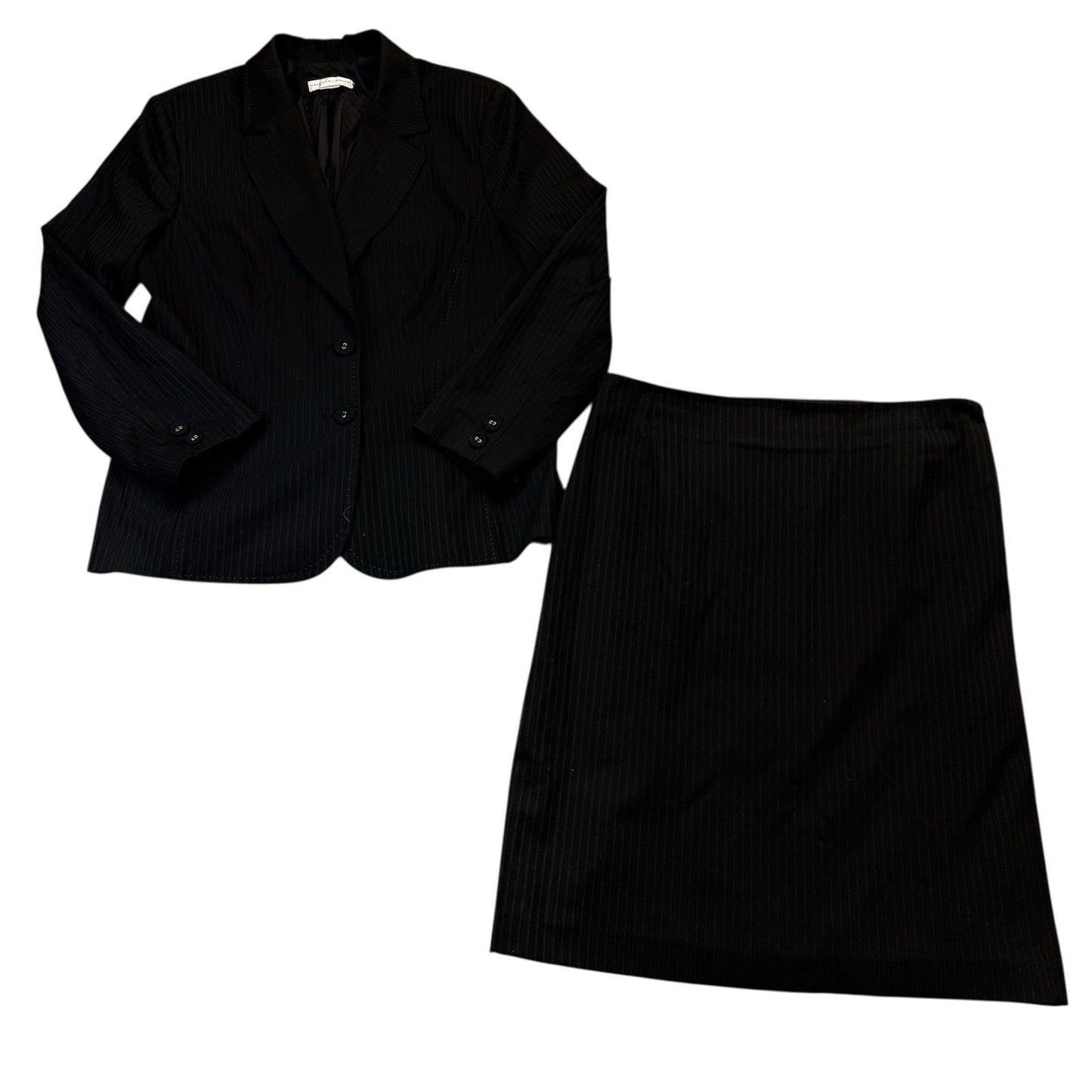 Vintage Garfield & Marks Women’s Size 16 Black Pinstripe Skirt Suit USA Made