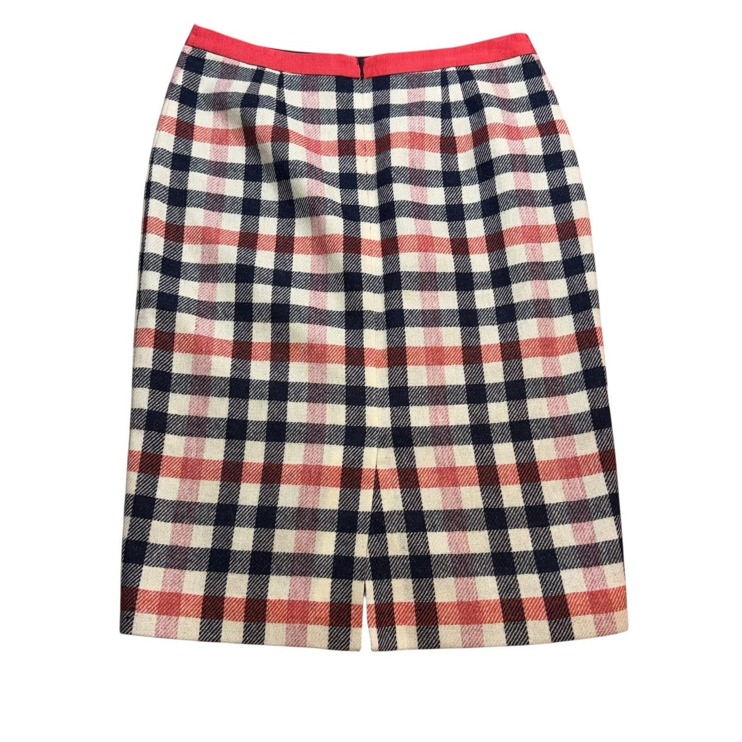 Boden British Mallalieus Tweed Wool Skirt Blue Plaid Women's Pencil Size 10