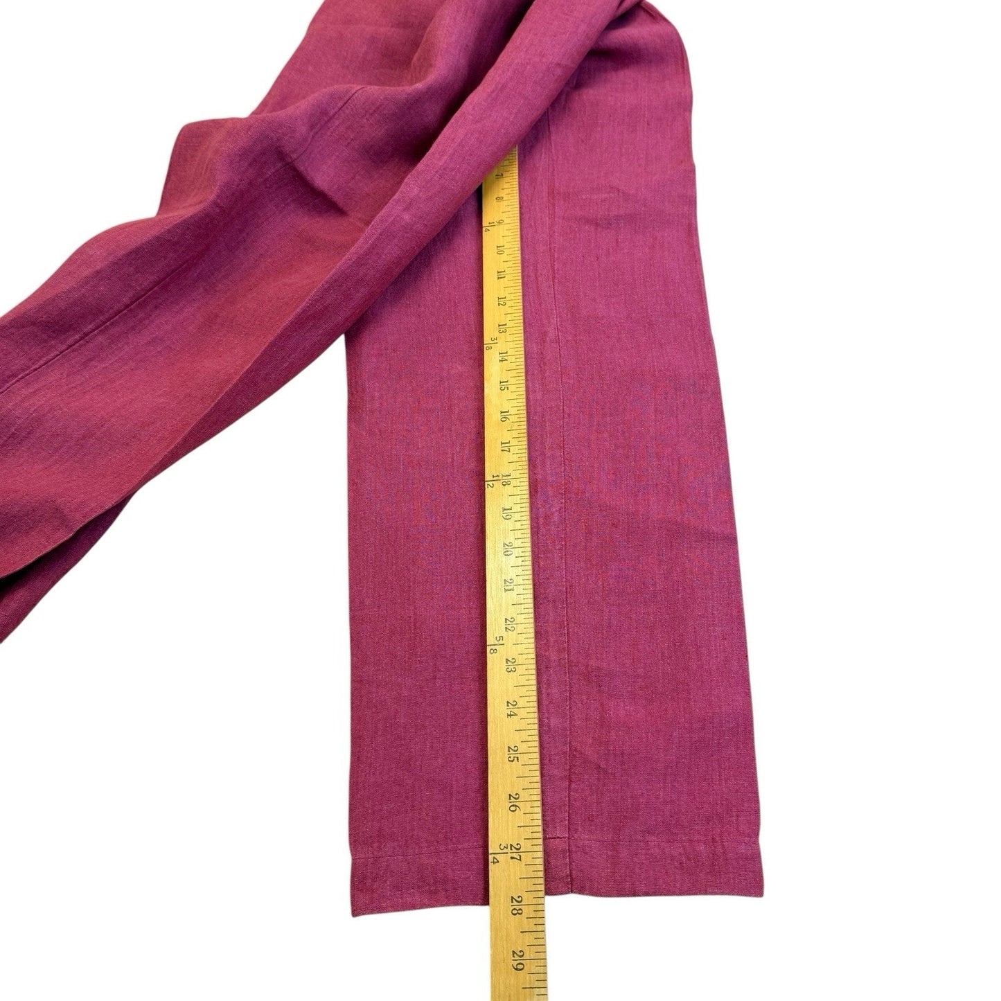 Vintage Eileen Fisher Linen Pants Women’s Pink Elastic Waist Straight Leg 90s