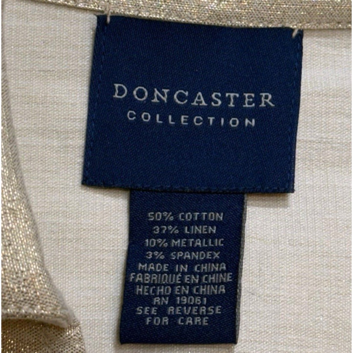 Doncaster Collection Gold Metallic Linen Blend Belted Jacket & Pants Set Sz 2 Women's SUIT, SET