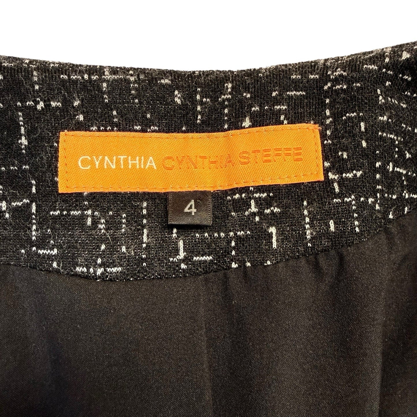 Cynthia Rowley Women’s Size 4 Black Tweed Skirt Suit Cropped Jacket Set