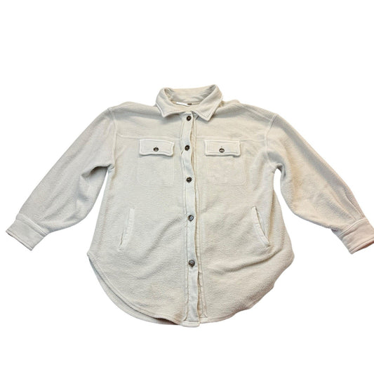 Free People Cream Knit Shacket Small Button Front Shirt Jacket Women's