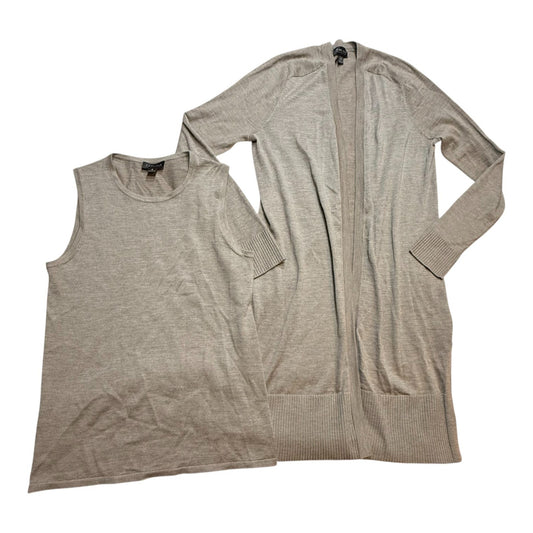Y2K Carlisle Collection 100% Cashmere Twin Set Cardigan Sleeveless Shell Gray S Women's